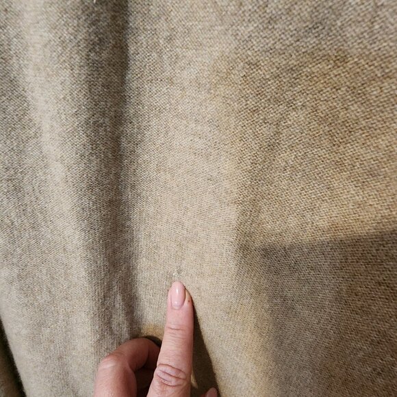 Marshall Fields Cashmere Scarf  rabbit fur pompoms  30 x 79 2 repaired holes - Picture 7 of 7